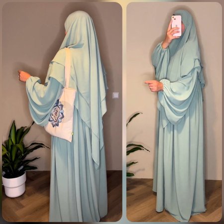 طقم شرعي كامل مع خمار طبقتين