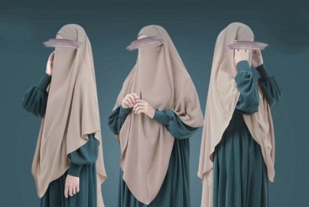 خمار طبقة مثلث مع نقاب مغيط وشريطه حواجب